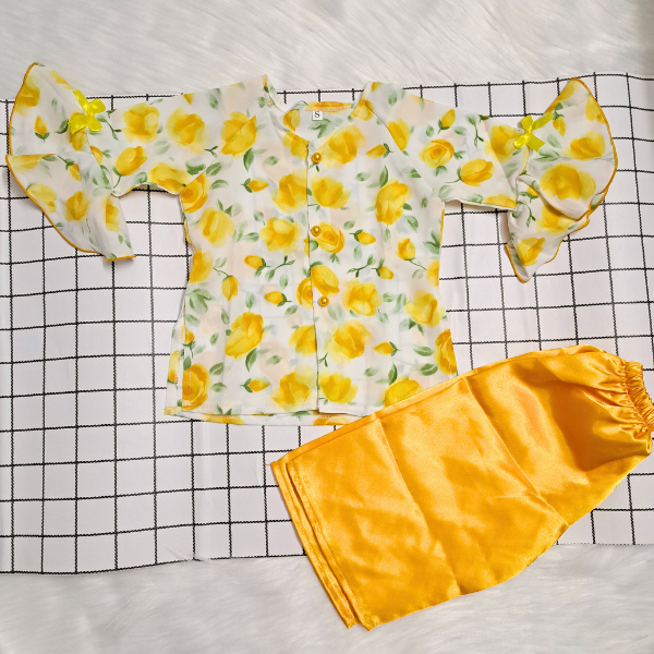 Đồ Bà ba tay xòe cho bé gái lụa mango size từ 6-34kg