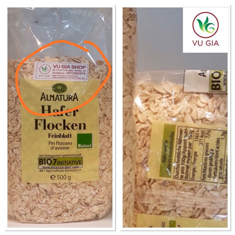 Yến Mạch Hafer Flocken Bio7|Cán Vỡ