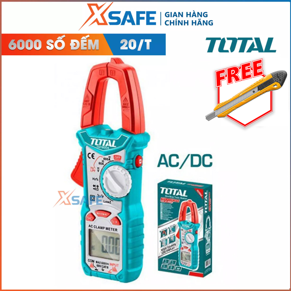 Ampe pliers measuring dc/ac total tmt46004. electrical appliances-6000 count/data hold-direct current: 60a / 600a ± brand suât: 1% ~ 99% ± -product genuine xsafe
