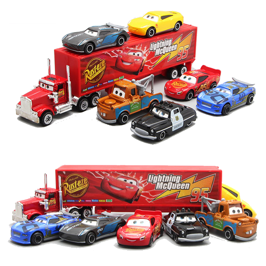 Xe ô tô mini lightning MC Queen car 3 đồ chơi trẻ em gồm 6 xe ô tô mini và 1 xe tải bằng hợp kim nhựa