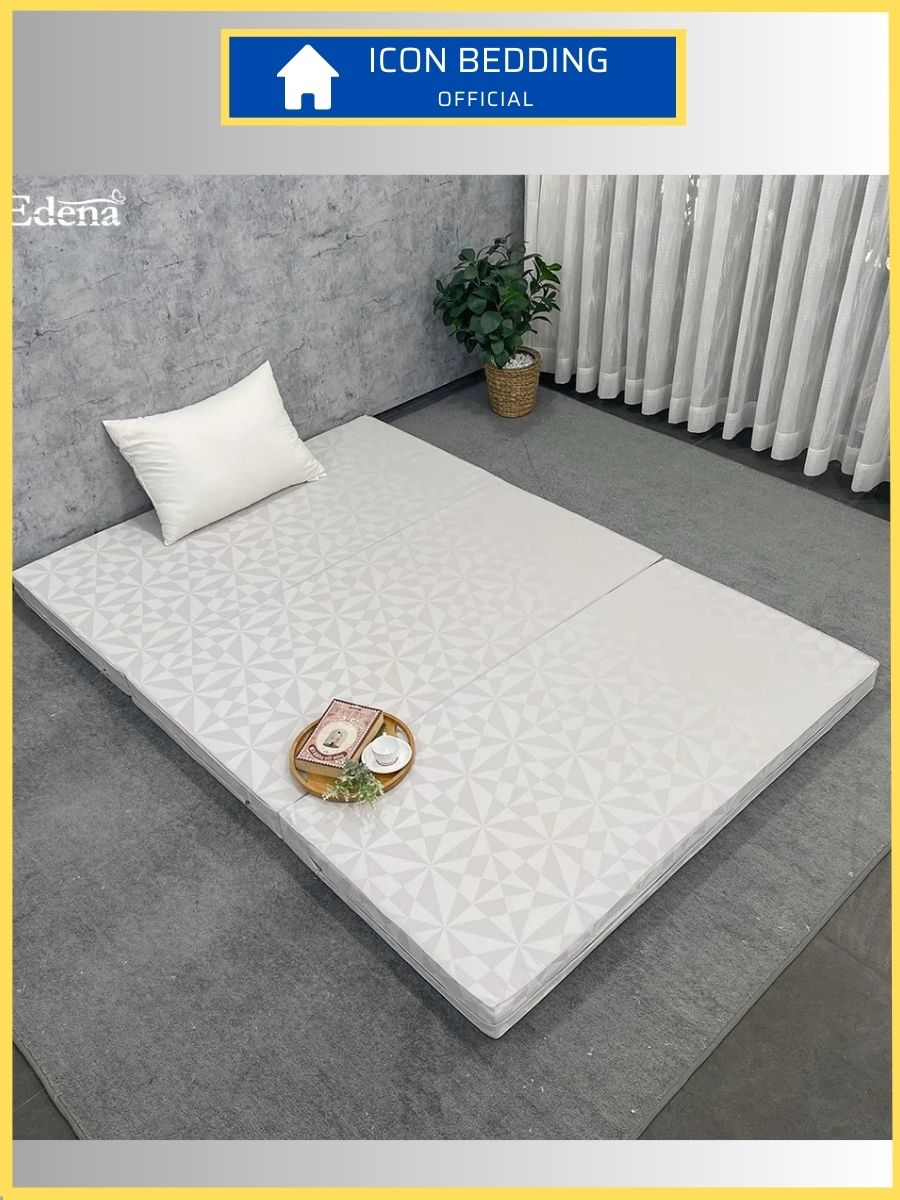 Nệm Bông Ép Edena Basic, Nệm Gấp 3 Giảm Đau Hỗ Trợ Cột Sống