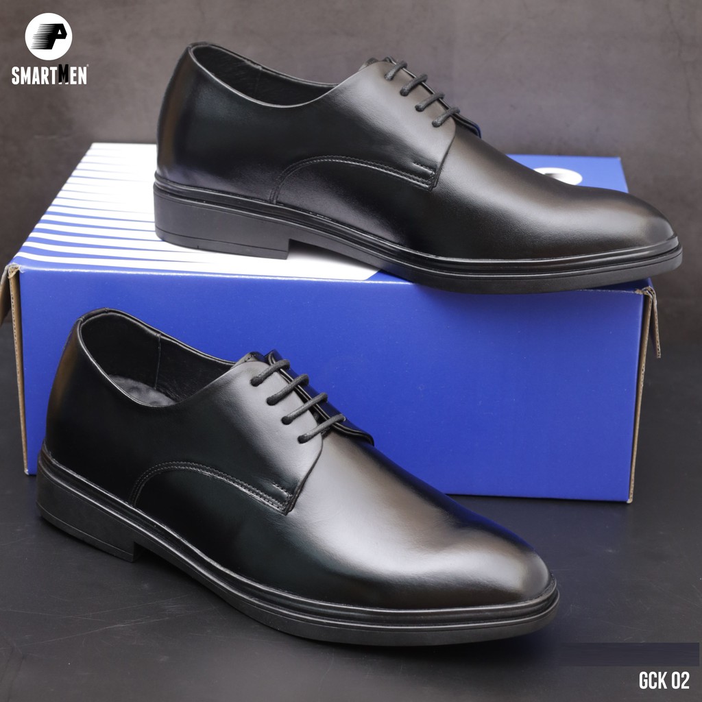 Giày Tây Da bò Tăng chiều cao SMARTMEN GCK-02 Đen