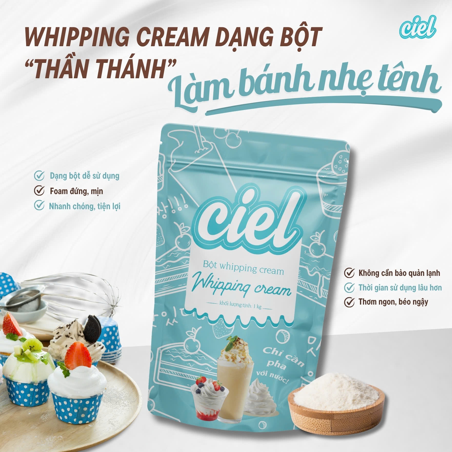 Bột Whipping cream Ciel gói  500g