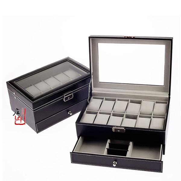 Hộp đựng 12 chiếc đồng hồ và đồ trang sức 2 tầng cao cấp hộp đựng bằng da có khóa cho nam và nữ, hop dung dong ho va do trang suc 2 tang cao cap hop dung bang da co khoa cho nam va nu