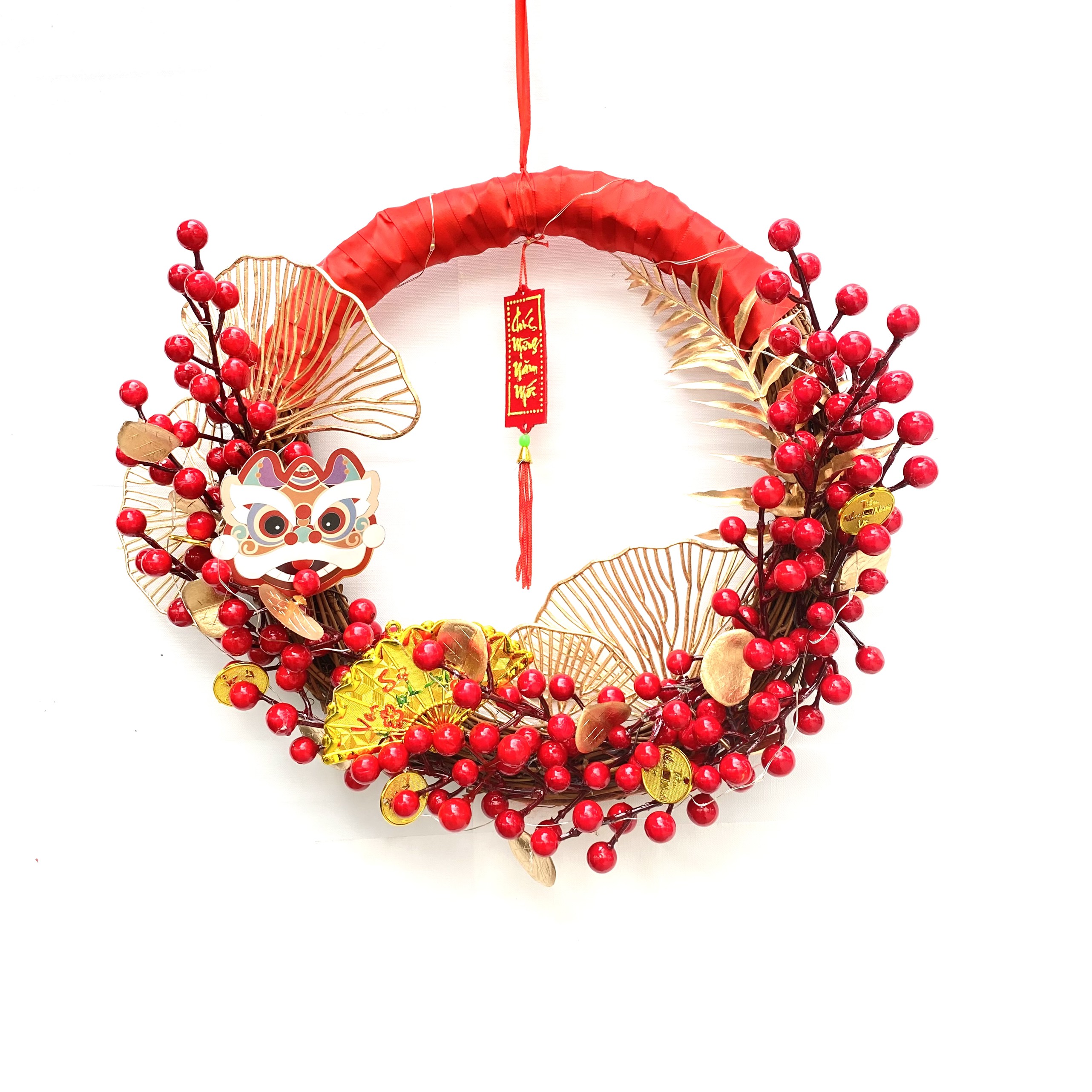 Vòng hoa trang trí tết đào mai đào đông nhiều mẫu nhiều size