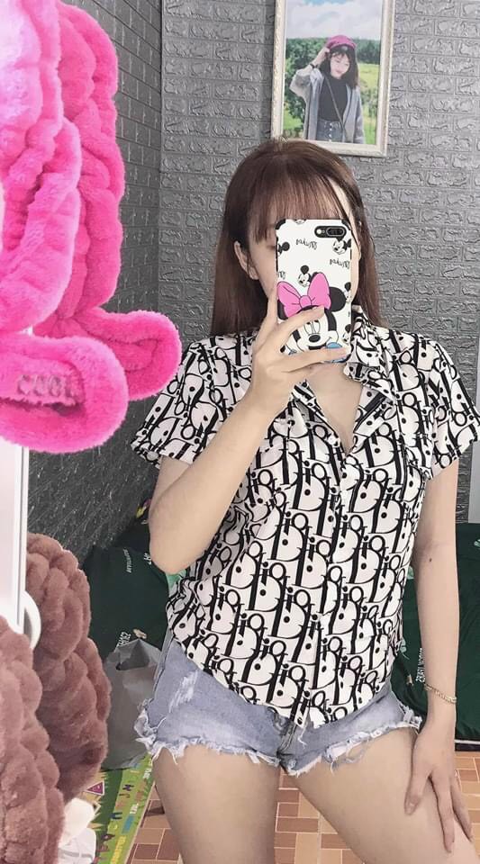Sơ Mi In Chữ,Sơ Mi Hoa Văn Nữ,LY STORE