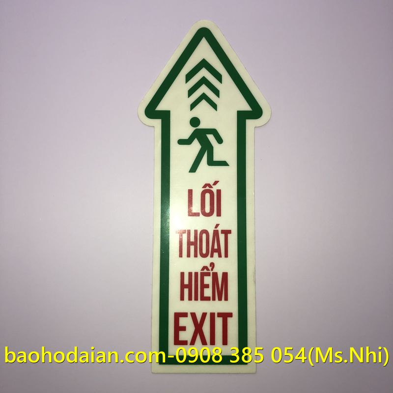 Biển dán chỉ dẫn lối thoát hiểm exit dạ quang (24x16cm)