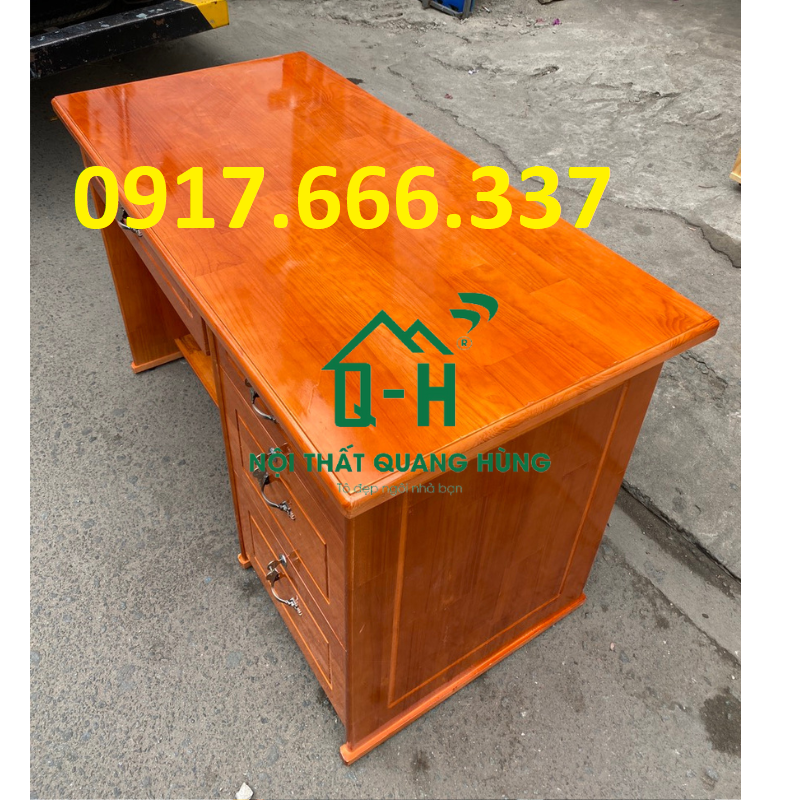Bàn làm việc gỗ thông 4 ngăn kéo màu nâu 1m2x75x60cm