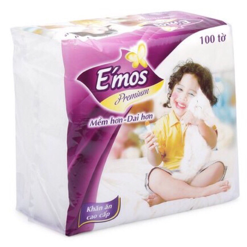 [HCM ship 2h] Combo 3 Khăn Giấy E'mos Premium Mềm Hơn Dai Hơn Gói 100 Miếng