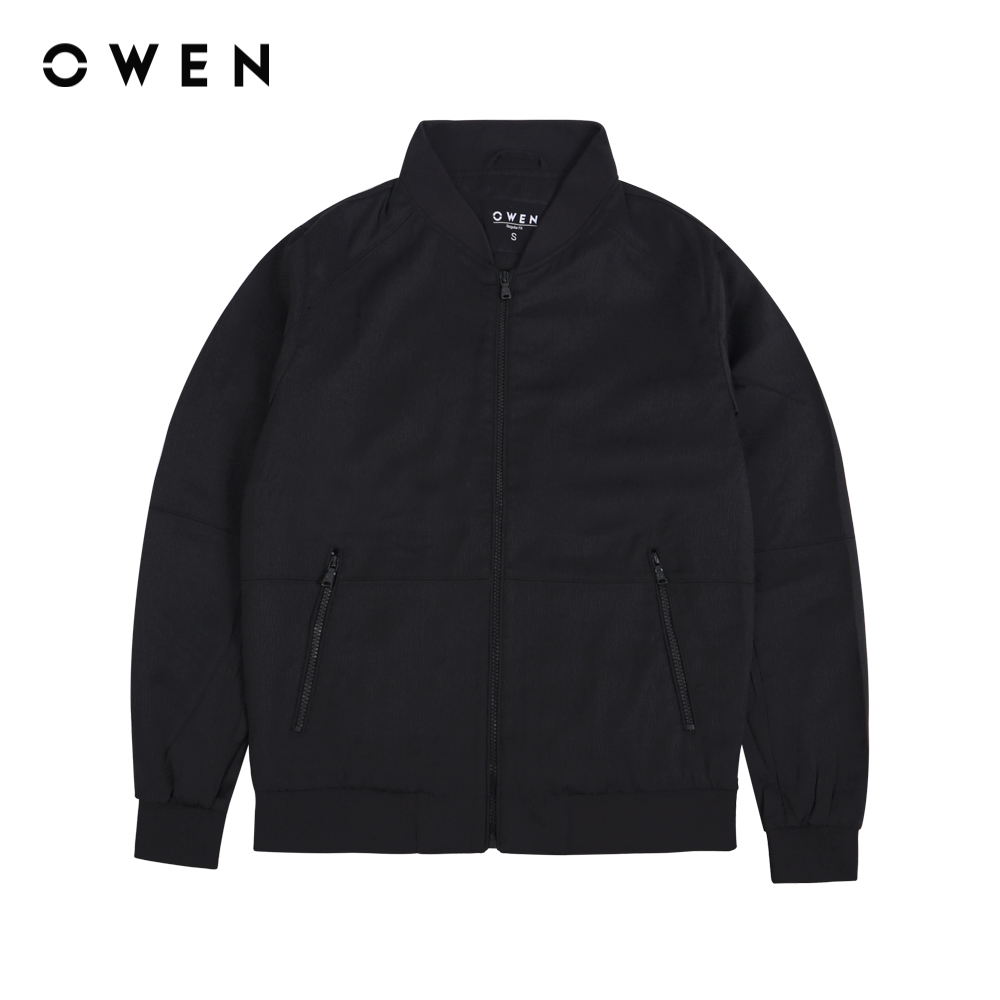 Owen - jacket regular fit jk221297 màu đen chất liệu polyester