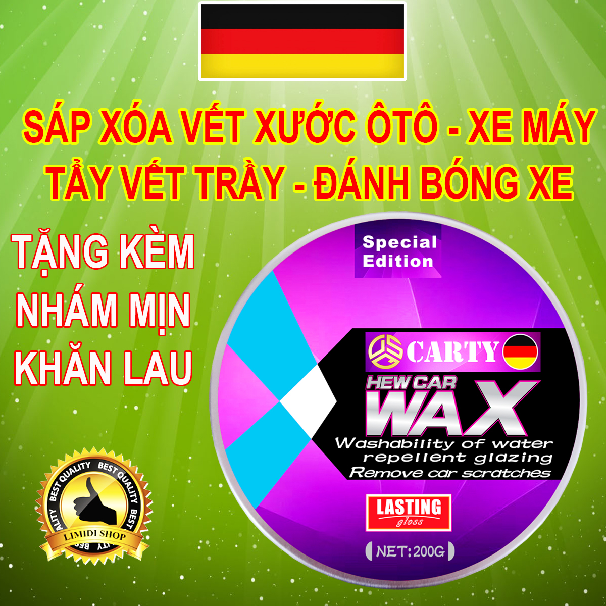 [LIMIDI] Kem Xoá Vết Xước Ôtô - Kem Xoá Xước Xe Máy - Sáp Đánh Bóng Xe, Sáp Phủ Bóng Sơn Xe - Tẩy Trầy Xe, Phủ Bóng Sơn Chống Nước - Dung Dịch Tẩy Vết Xước Xe - Cana Đánh Bóng Xe Ôtô