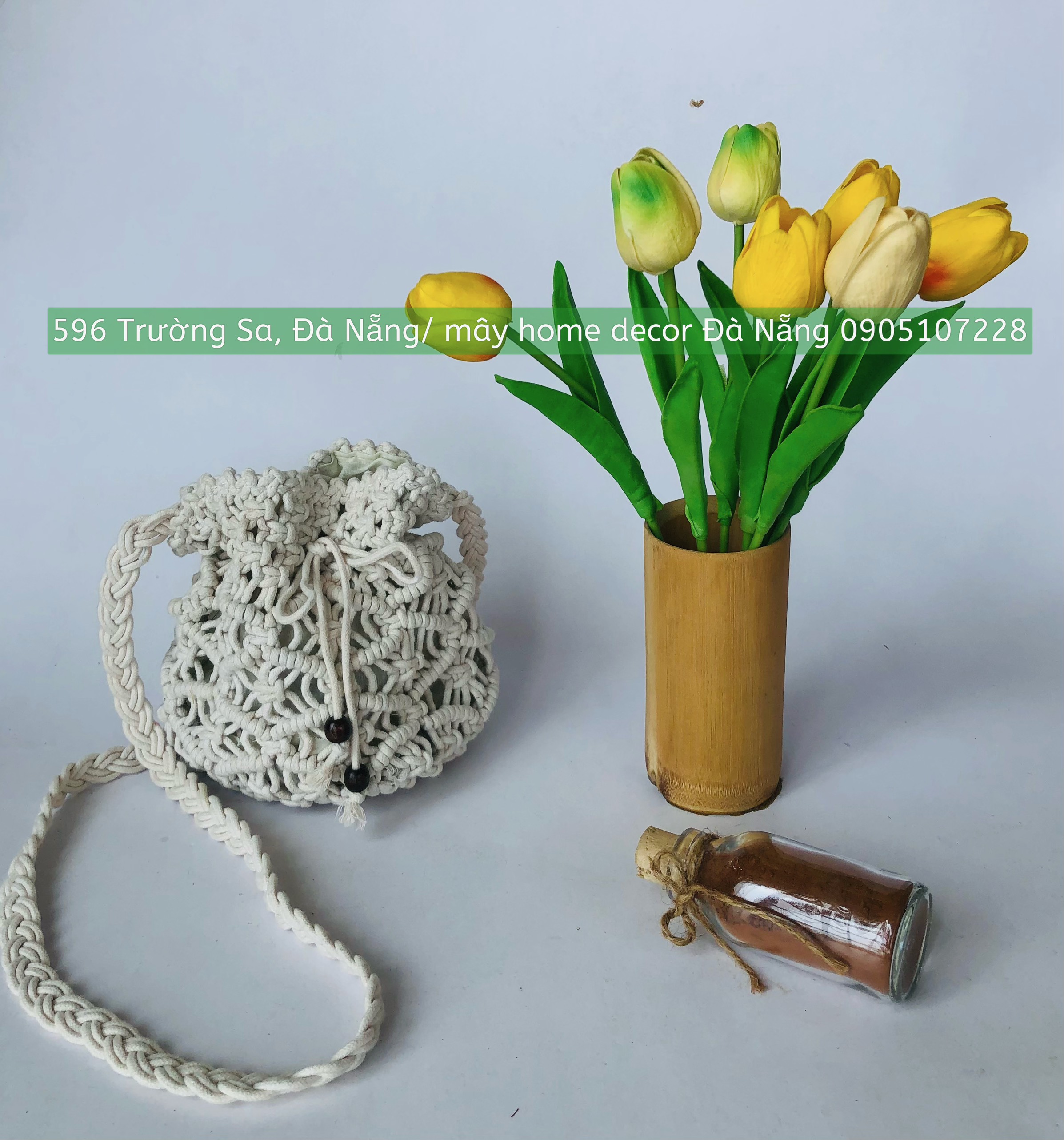 Túi đeo chéo Macrame thiết kế Hoa Hồng - Rose Macrame Cross bag