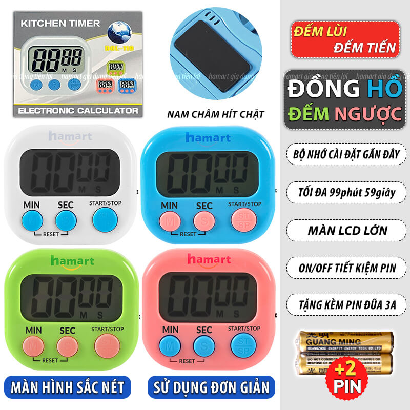 Learning Stopwatch Magnetic Suction Cooking Timer Countdown Clock Free 3A Battery