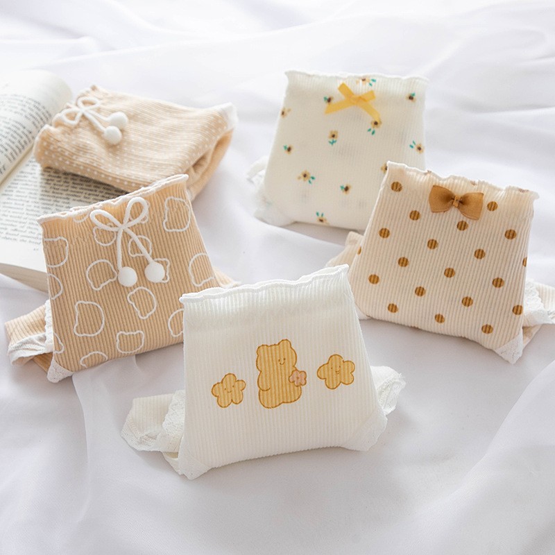 Quần Lót Nữ Cotton Trà Sữa Chấm Bi Ngang Eo ( Q060 ).