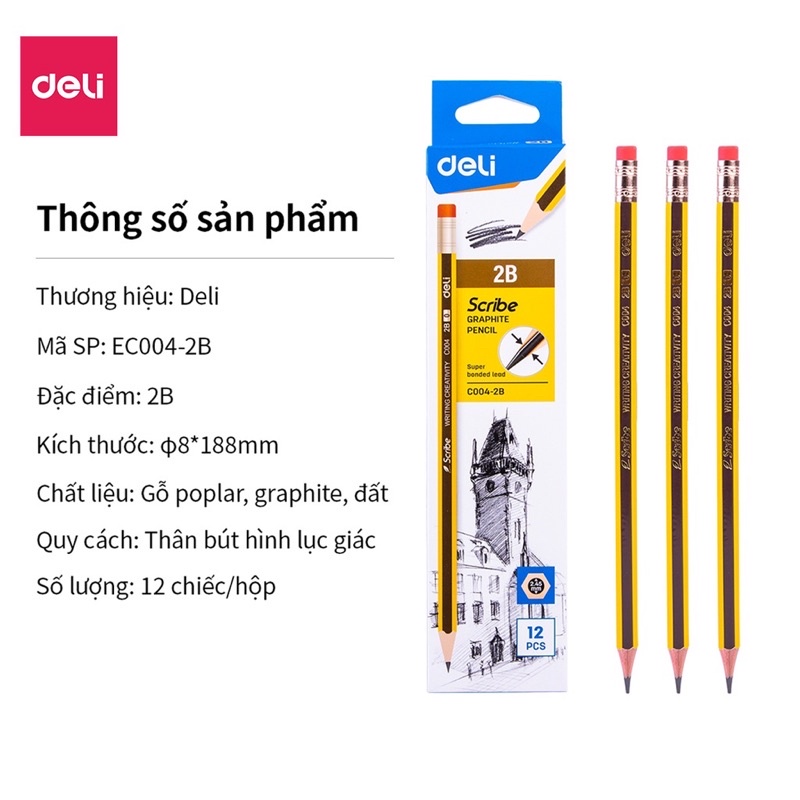 Bút Chì Gỗ C004-2B Deli 1 Cây