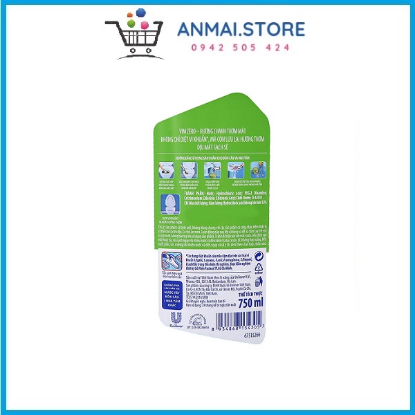 Nước tẩy bồn cầu VIM Zero hương chanh 750ml