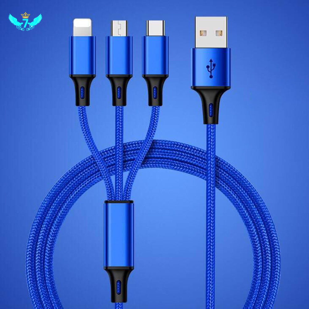 Dây Cáp Sạc đa năng 3 trong 1 hỗ trợ 3 Đầu Lightning - Micro USB - Type C, cáp sạc iphone, cáp sạc samsung, cáp sạc data cable