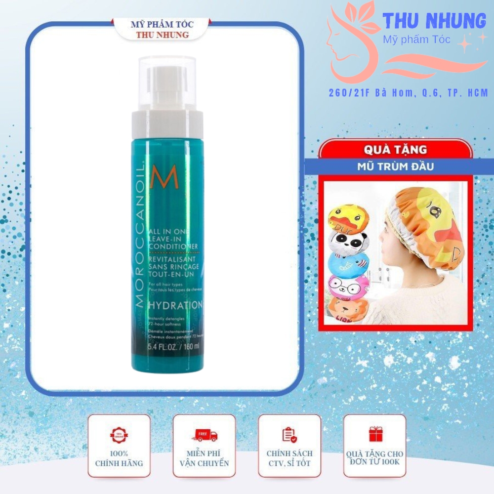 [+Tặng mũ trùm] KEM XẢ KHÔ ĐA NĂNG MOROCCANOIL HYDRATION ALL IN ONE LEAVE IN CONDITIONER SUÔN MƯỢT TÓC