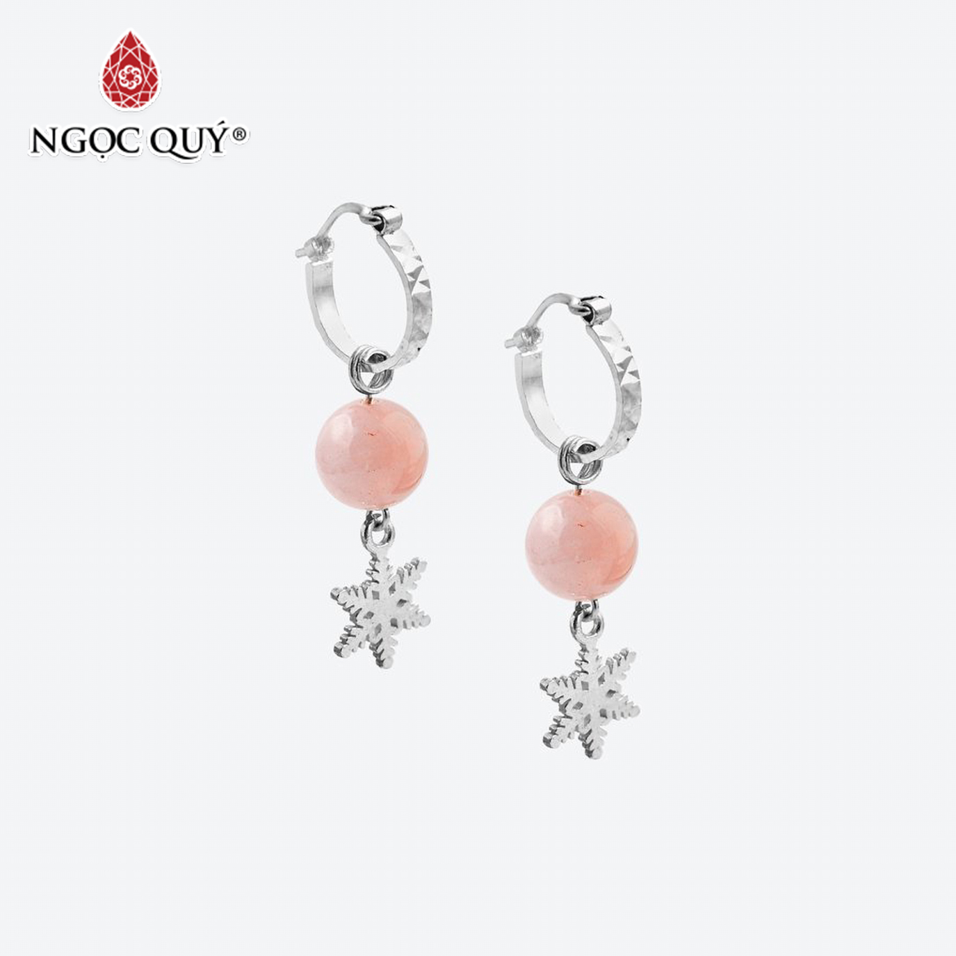 [HCM]Bông Tai Hoa Tuyết Đá Thiên Nhiên - Ngọc Quý Gemstones