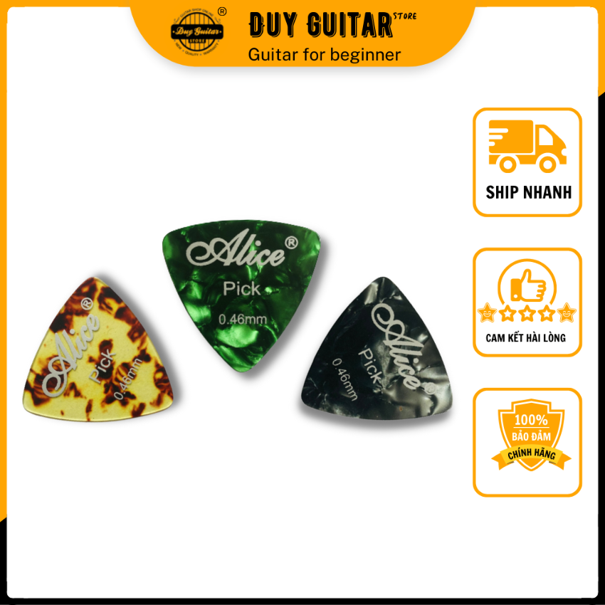Bộ 3 cái guitar pick Alice 0.46mm mẫu tam giác - Màu ngẫu nhiên Sale rẻ dưới 49k - Duy Guitar Store