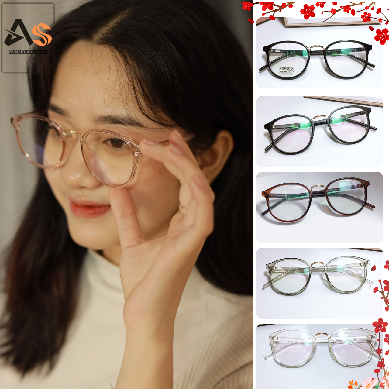 [3-5/8 Hoàn Tiền 25%] Kính tròn hotrend thời trang kính giả cận 209 Anh Shop nhận cắt mắt cận viễn loạn
