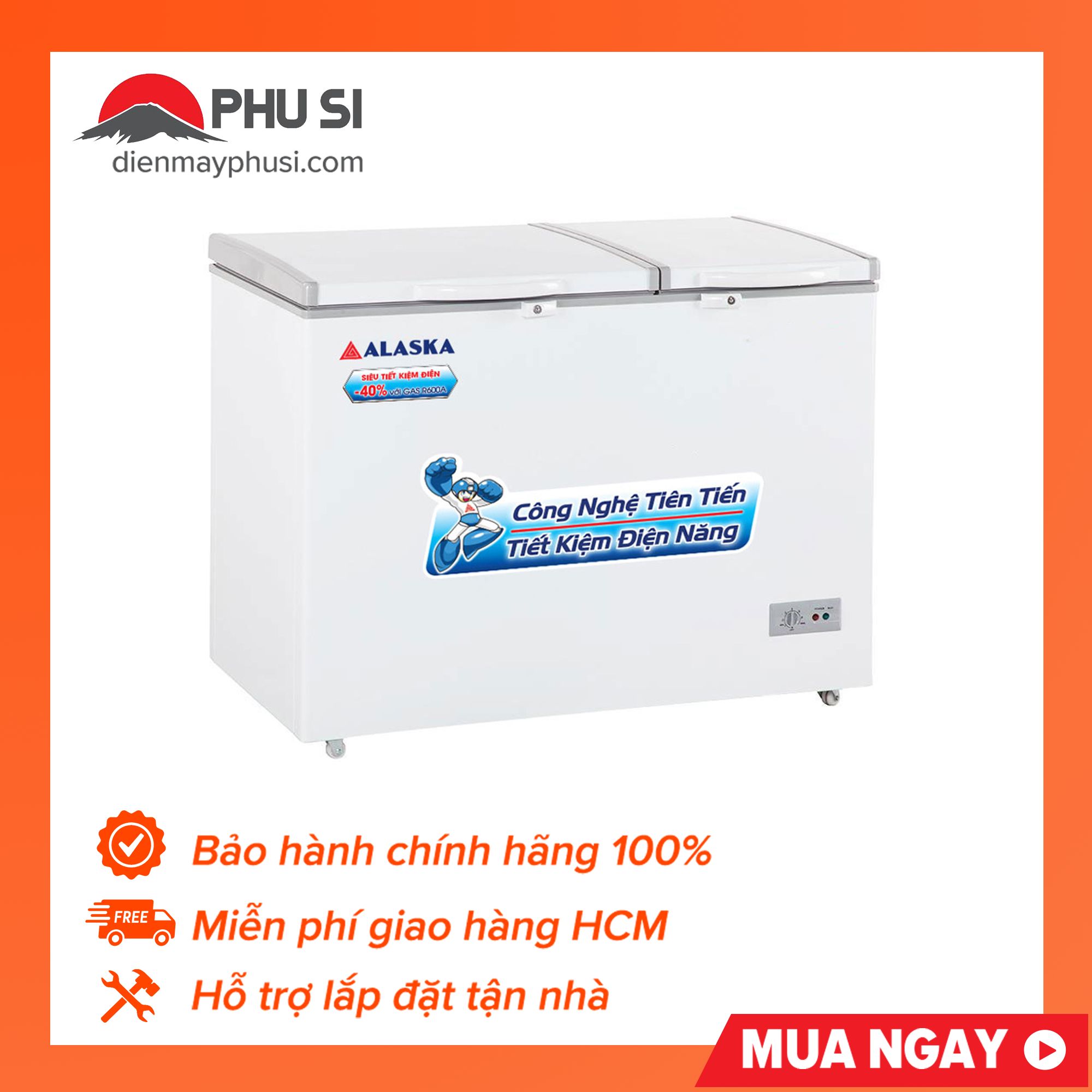 [Trả góp 0%]Tủ đông/mát Alaska 350 Lít BCD-3571