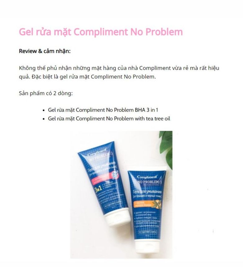 Sữa rửa mặt Compliment No Problem 200ml làm sạch sâu cấp ẩm lâu dài