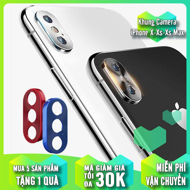 Khung Camera nhôm xước cho Apple iPhone X-Xs-Xs Max chống trầy, bảo vệ Camera