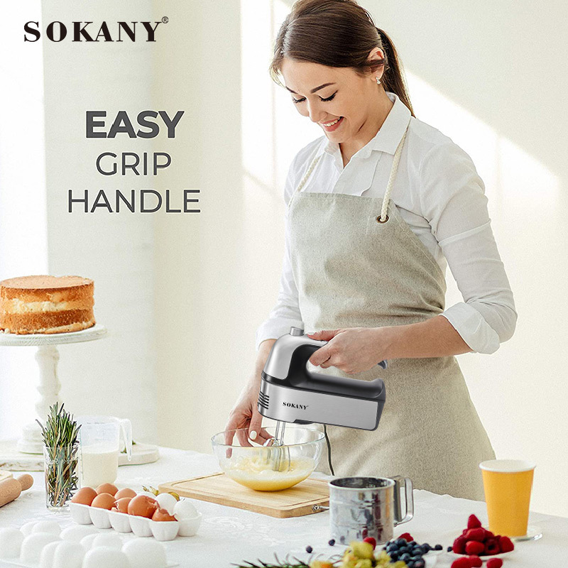 Máy đánh trứng trộn bột SOKANY SK-6630 800W có 5 tốc độ điều chỉnh chuyên nhào bột, đánh trứng, đánh kem