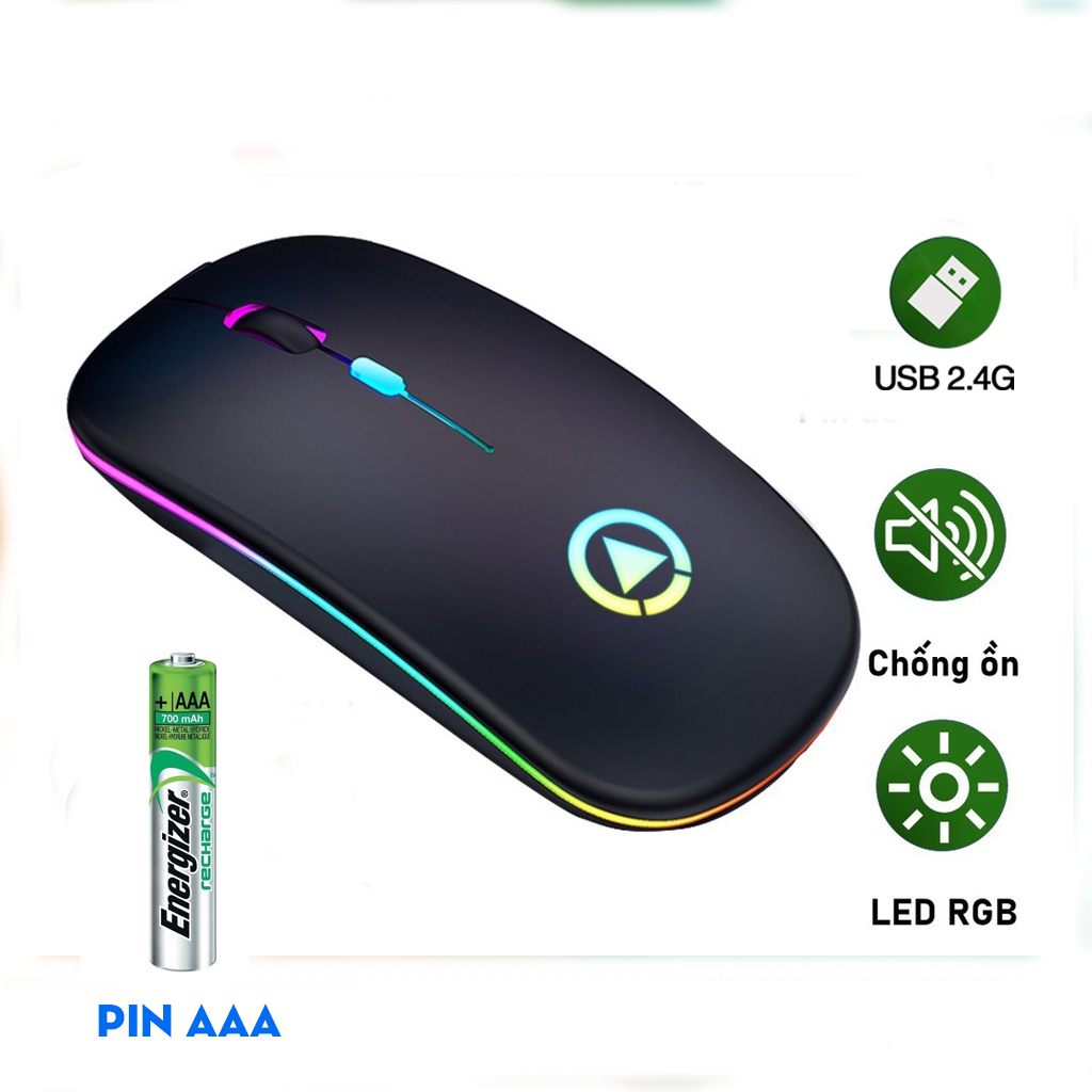 Chuột Không dây A2 chuột máy tính laptop gaming 🐁 Chuột không dây giá rẻ Chuột led Pin sạc 2021