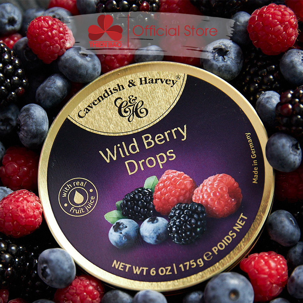 Kẹo Hộp Thiếc Đức Cavendish Harvey Hương Dâu Rừng Wild Berry