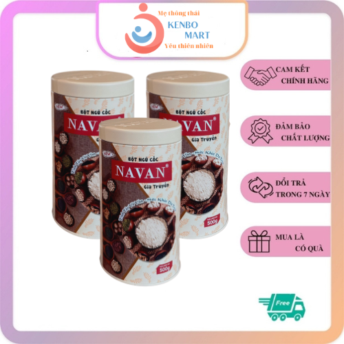 Ngũ cốc NAVAN chính hãng, bột ngũ cốc dinh dưỡng lợi sữa gia truyền từ 9 loại hạt lon 500g