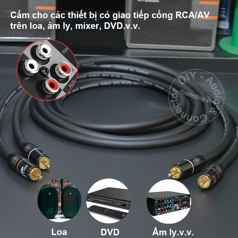 Dây AV 2 đầu 1 cặp DIY 0.2 đến 10 mét - Cáp RCA 2 ra 2