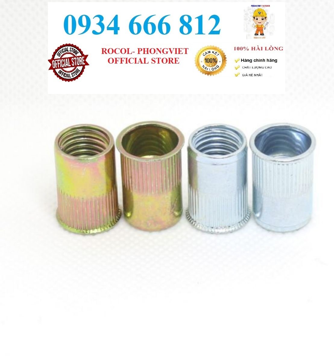 50c Ốc tán rút chân nhỏ M4, M5,M6,M8