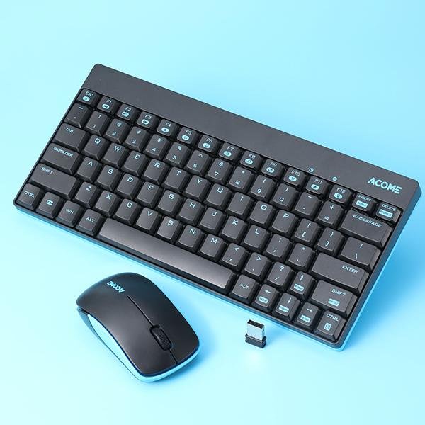 Bộ chuột và bàn phím không dây mini AKM2000 Đen