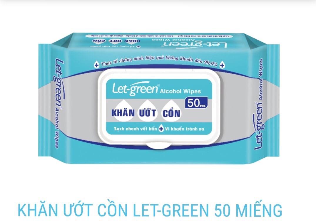 [HCM]Khăn ướt cồn Let-green 50 miếng (Alcohol wipes 50pcs)