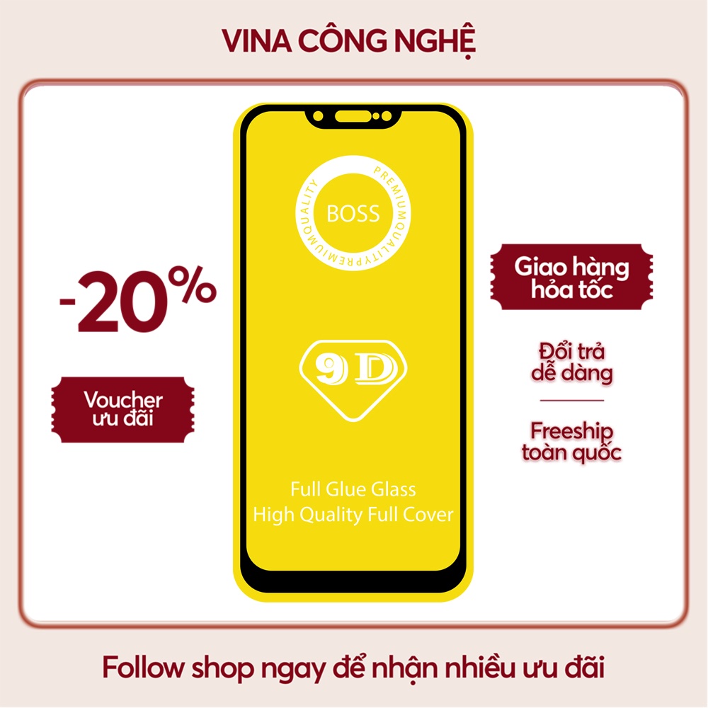Cường lực Vsmart Joy 1/Joy 1 Plus/Active 1/Active 1 Plus/Joy 2 Plus....Full màn hình viền đen (Tặng kèm miếng lau màn hình)