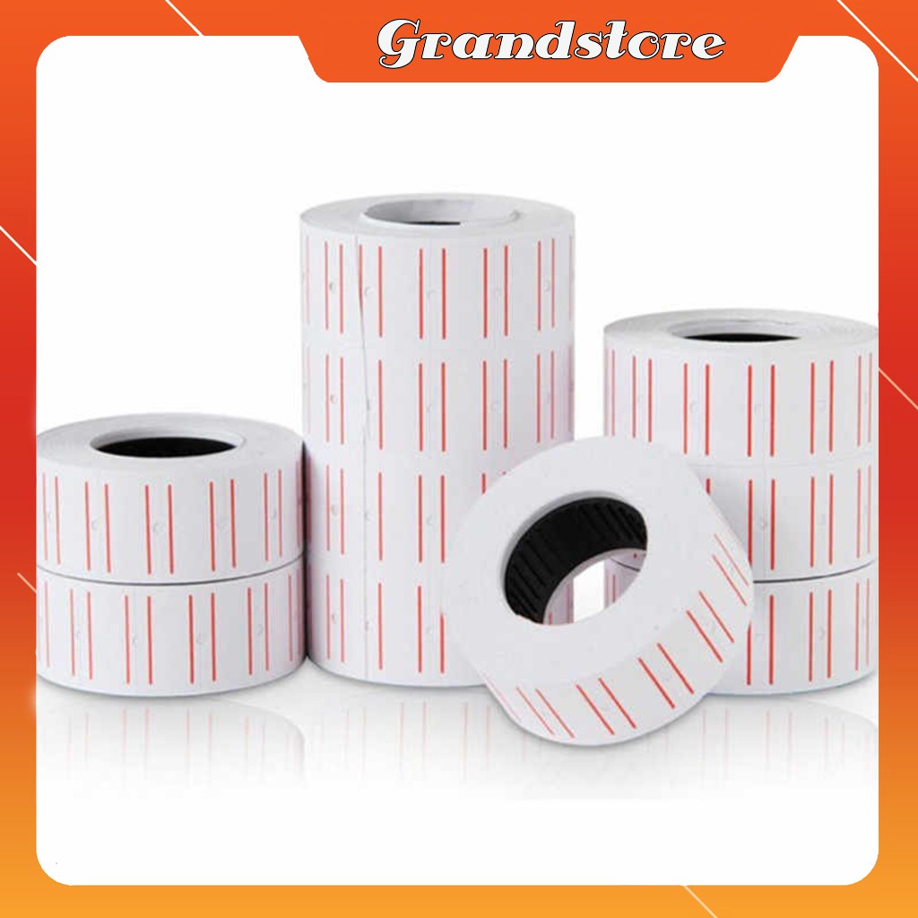Giấy in dán giá tiền sản phẩm cuộn 500 tem cho máy bấm MX5500, tem dán ghi giá, giấy in tem số, băng keo dán giá tiên