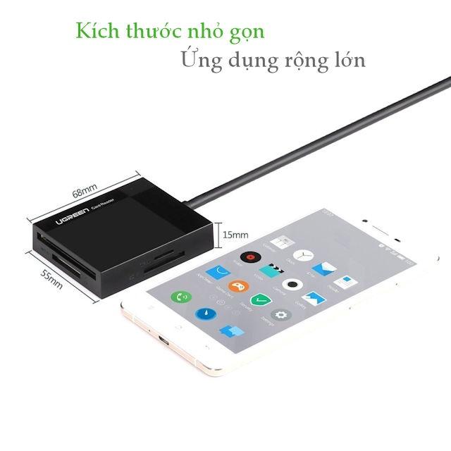 [HCM]Đầu đọc thẻ USB3.0 hỗ trợ thẻ TF/SD/CF/MS dài 0.5m UGREEN 30231