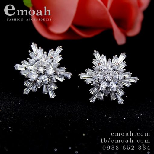 Bông tai nụ 6 cánh đá cc