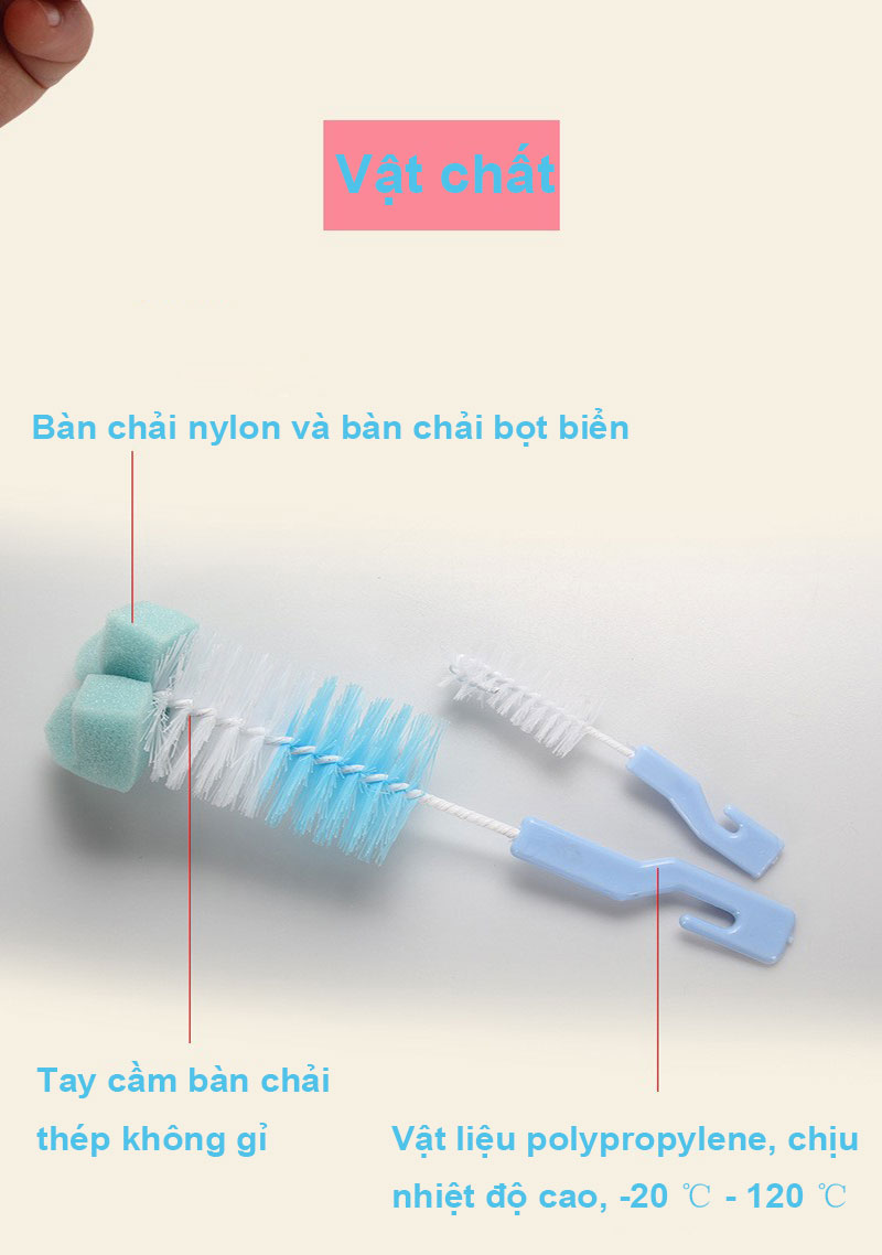 Bộ chổi cọ bình sữa và núm ti 2 chi tiết