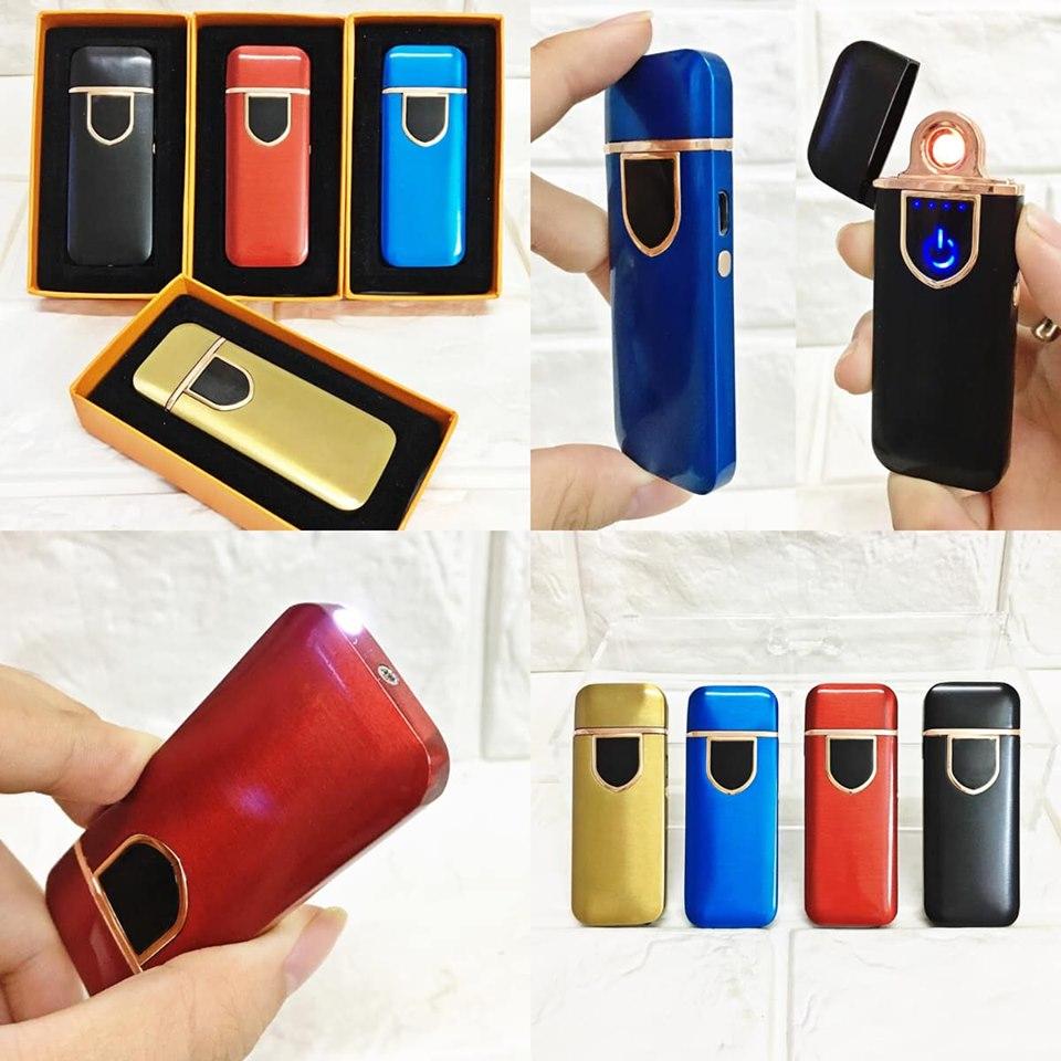 Bật Lửa Điện Cảm Ứng Vân Tay Kim Loại (CÓ ĐÈN PIN - SẠC ĐIỆN) - FULL BOX