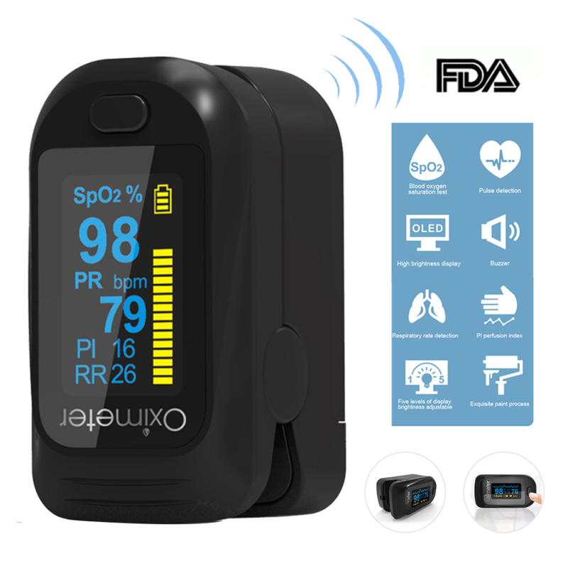 Loyyer【100% Original】Omron Oximeters Portable Monitor Finger Pulse Oximeters Blood Oxygen Monitor Fingertip Rate H2 Omron Finger Clip Blood Oxygen Monitor Built-in PI Respiratory Rate Heart Rate Meter【High Quality】