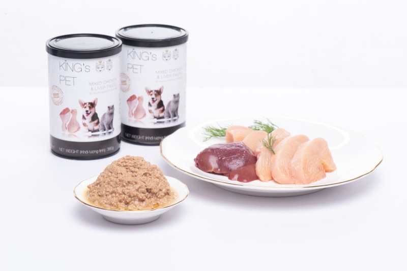 Combo 10 Lon Pate Kings Pet Vị Gà Và Cá Cho Thú Cưng Lon 380 Gram x10