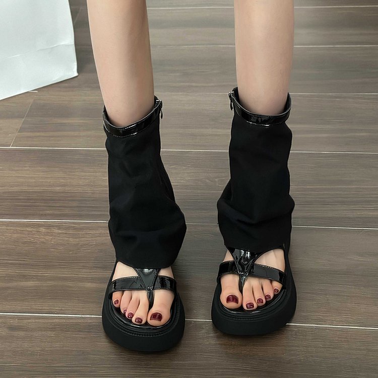 Giày Da Lộn Đế Xuồng Phối Khóa Kéo Thời Trang