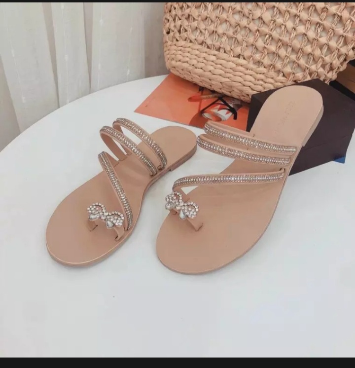 Dép sỏ ngón đính nơ đá 3 quai