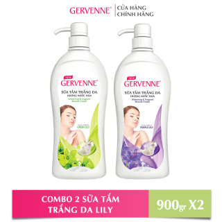Combo 2 Sữa tắm trắng da Gervenne Lily 900g chai 1 Purple, 1 Green thumbnail
