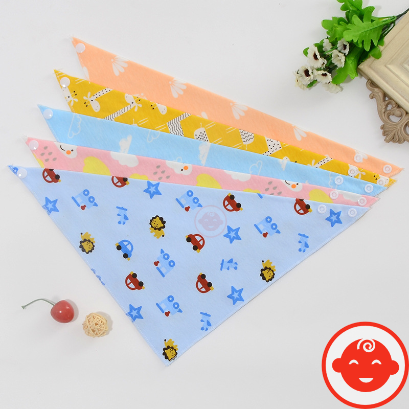 Yếm cotton tam giác KÈM TÚI ĐỰNG MỀM MỊN họa tiết dễ thương cho bé