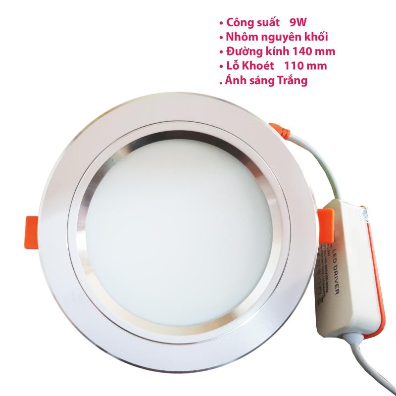 Đèn led âm trần 9w viền bạc ánh sáng trắng