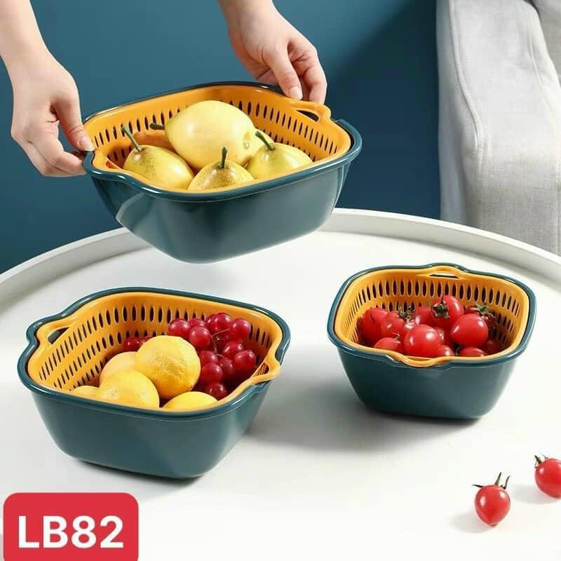 Bộ 3 chậu rửa và 3 rổ đa năng tiện dụng cho mọi nhà, chậu nhựa và rổ đủ size dùng cho nhà bếp, sét 6 món,3 rổ rửa rau, hoa quả và 3 chậu/ bát to size 20 đến 28cm-set rổ-set chậu và rổ-set 6 món rổ và chậu